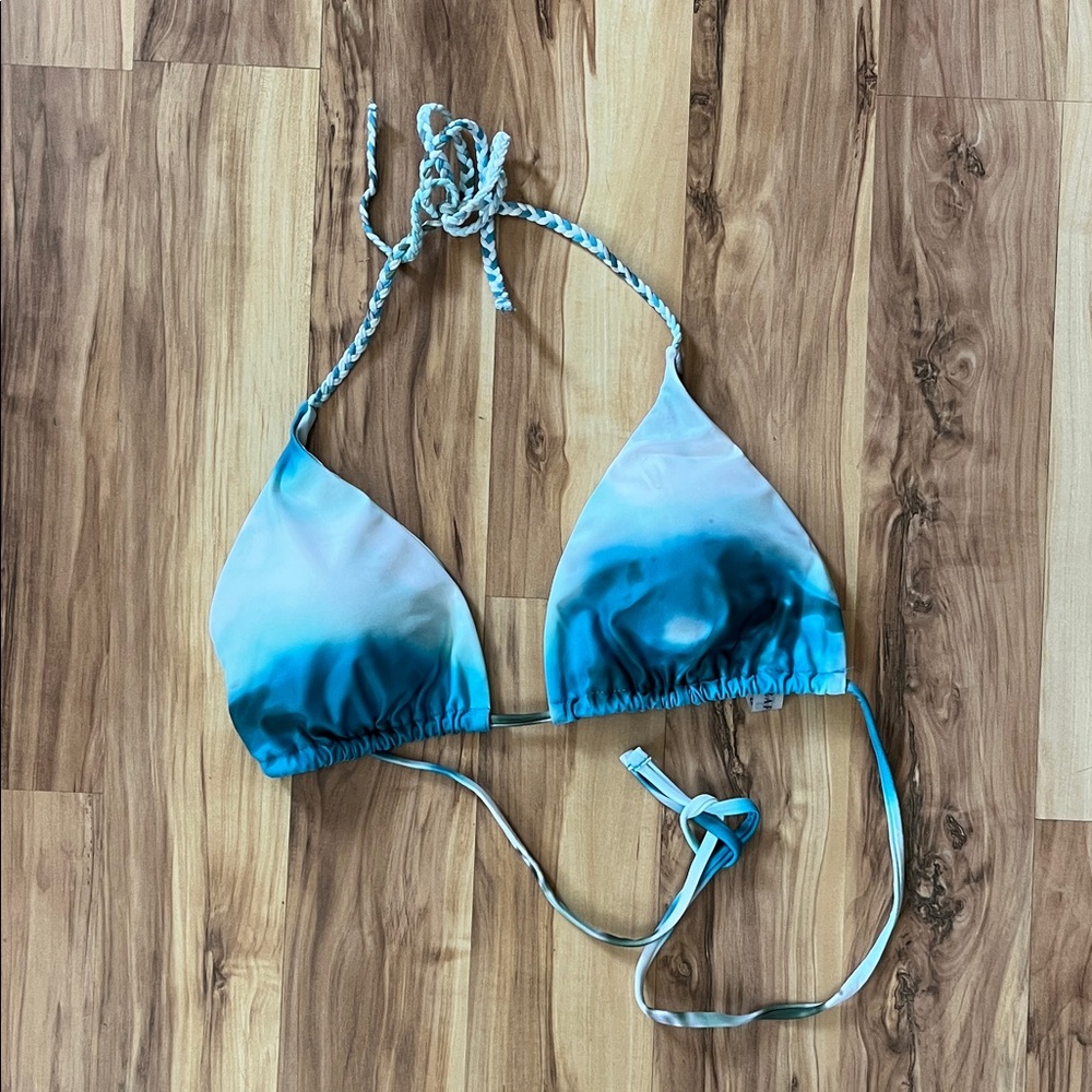 Blue and White Ombre Halter Bikini Top
